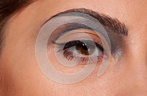 Closeup eye makeup zone of doll woman