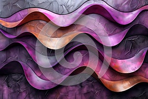 Closeup eyecatching purple and magenta wave pattern on black background