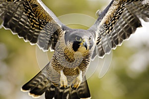 closeup of falcons wings spread midflight