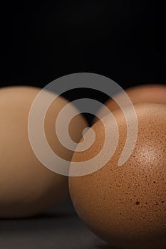 Closeup of farm fresh brown hens eggs