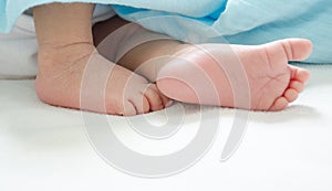 Closeup feet newborn baby