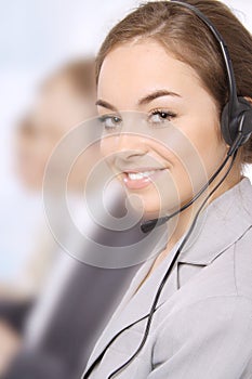 Closeup of a female customer service representativ