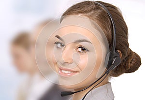 Closeup of female customer service representative