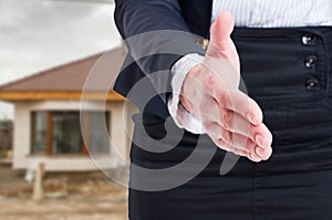 Closeup of female hand making a successful deal