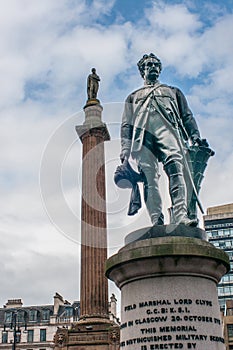 Closeup of Field Marshal Lloyd Clyde Statue and Sir Walter Scott