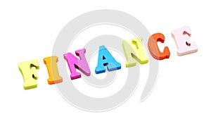 Closeup finger composing Finance word colorful letter 4k Concept footage.