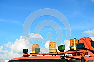 Closeup of fire truck top lights