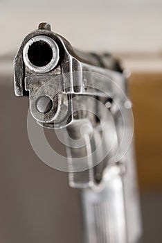 Closeup of firearm