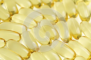 Closeup of fish oil supplements