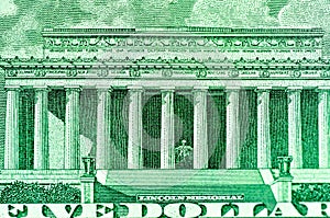 Closeup of a five-dollar United State of America banknote, USD Currency, USA