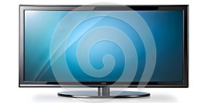 Closeup of flatscreen television on white backdrop isolated on white background