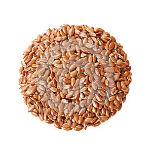 Closeup of flax seed or linseed isolated on white