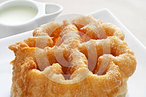 flor frita or flor de pascua, typical flower-shaped spanish dessert for Easter photo