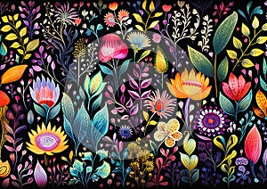 Closeup Floral Pattern Illustration Design Milk Nocturnal Palett