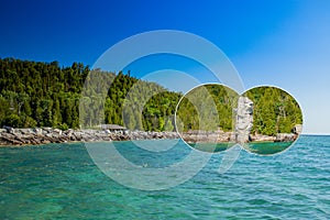 Closeup of the flowerpot rocks of the Georgian bay, Lake Huron, Ontario, Canada