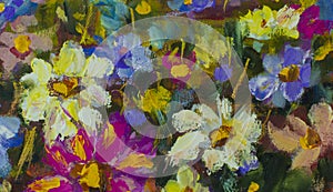 Detailné kvety olej maľovanie. ruka namaľovaný kvetina umenie 