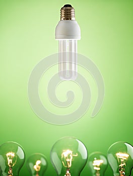 Closeup of fluorescent light bulb