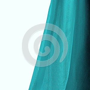 A closeup of the folds of blue nylon netting.