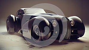 The closeup footage focuses on the retro cars flared fenders emphasizing the air resistancereducing effect of its curved photo