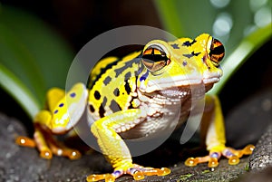 closeup A Forest Frog\'s Serenade by the Enchanting Waterfall