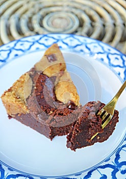 Fork Scooping a Bite of Delectable Chocolate Brookie