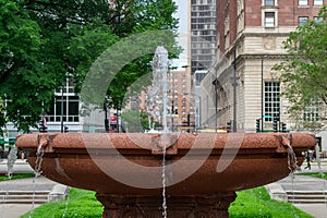 Closeup of a Fountain at Grant Park in Chicago facing Michigan Avenue