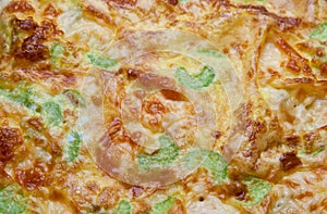 Closeup fragment of an omelette