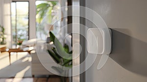 Closeup of the frames motion sensor automatically turning on when someone enters the room and turning off when no motion photo