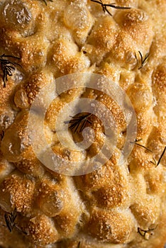 Closeup of fresh baked focaccia