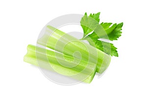 Closeup Fresh celery vegetable with sliced isolated on white background, food for health