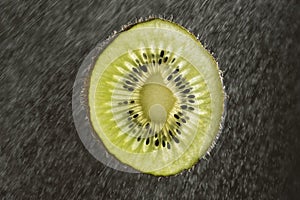 Closeup of fresh kiwi fruit slice