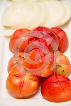 Closeup of fresh red ripe tomatoes