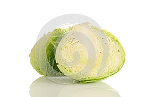 Closeup fresh savoy cabbage half