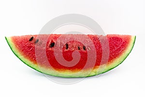 Closeup, fresh watermelon fruit red Dissect isolated on white background