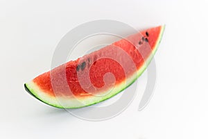 Closeup, fresh watermelon fruit red Dissect isolated on white background