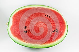 Closeup, fresh watermelon fruit red Dissect on white background