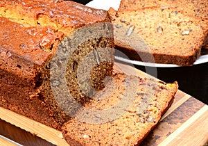 CLoseup of freshly baked banana bread