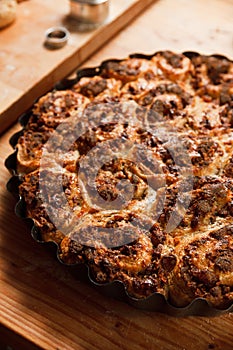 Closeup of a freshly baked homemade cake