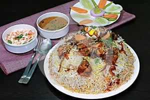 Closeup of fry piece chicken biryani family pack