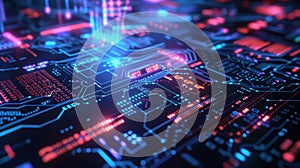 A closeup of a futuristiclooking computer screen displaying complex algorithms and data representing the role of AI in