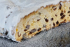 Closeup of a German Christstollen