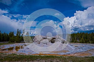 Closeup of Giant Geyser, the second tallest geyser of the world. Upper Geyser Basin, Yellowstone National Park