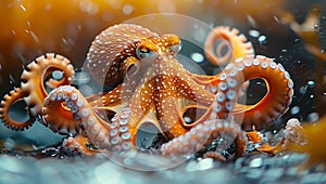 Closeup of a Giant Pacific Octopus in the underwater world