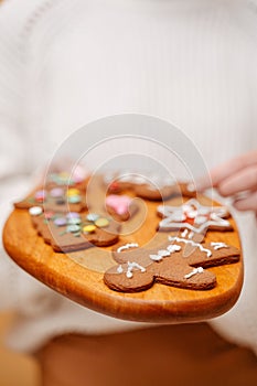 Closeup of a gingerbread traditional cookie for christmas.