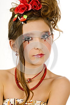 Closeup girl with eye makeup