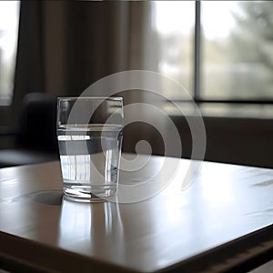 Closeup Glass of water on table, vintage and retro style