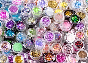 Closeup of Glitter Makeup Colors.