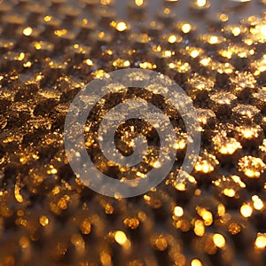Closeup of golden bubblewrap with gold dust