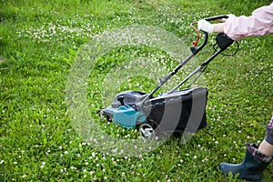 Closeup of grassmower photo