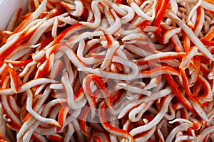 Closeup of grated surimi Rallado photo